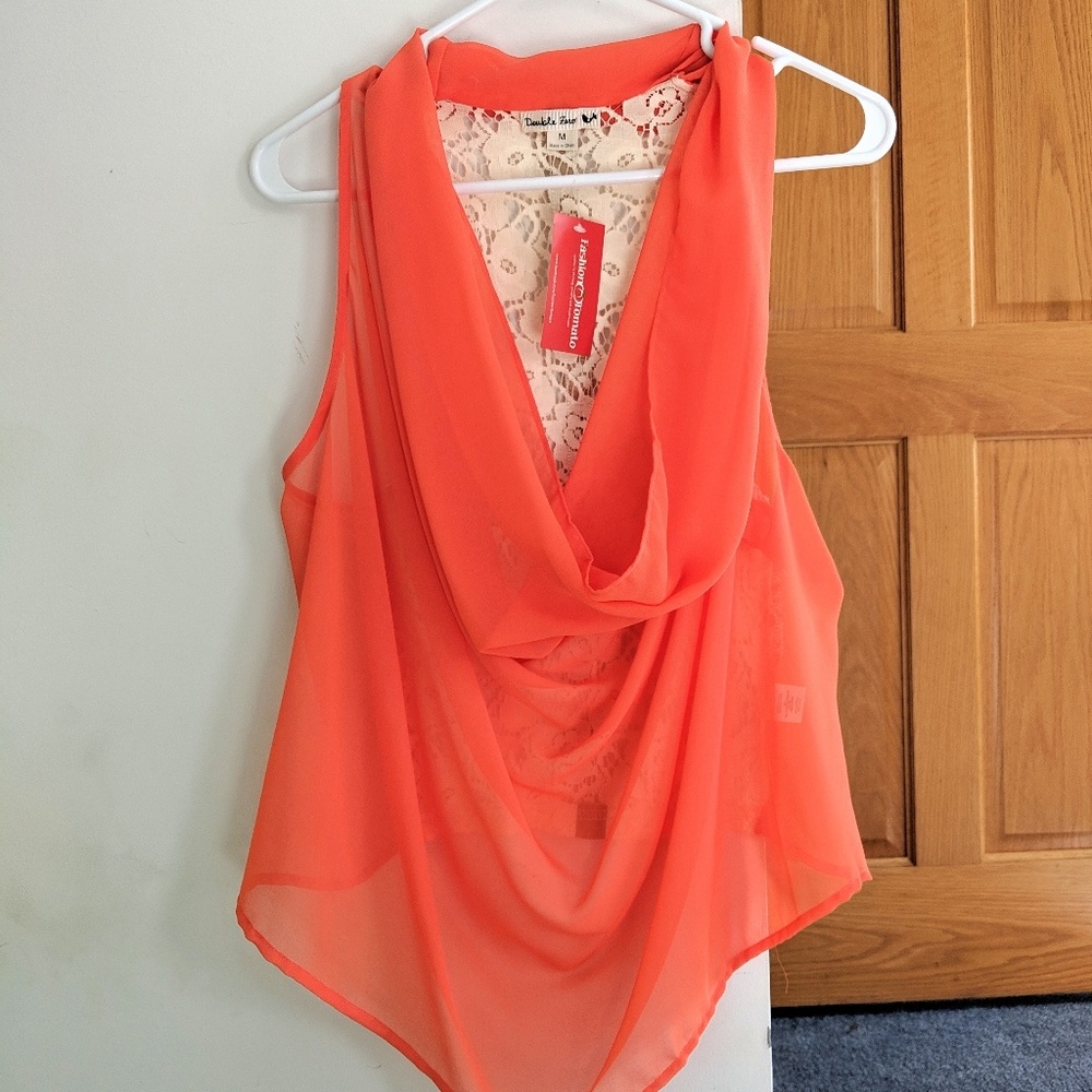 NWT Going Out Top, Lace Back